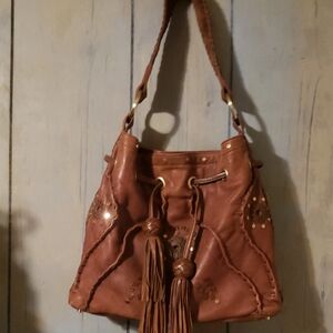 RARE JUNIOR DRAKE LEATHER SHOULDER BAG WITH TASSLES